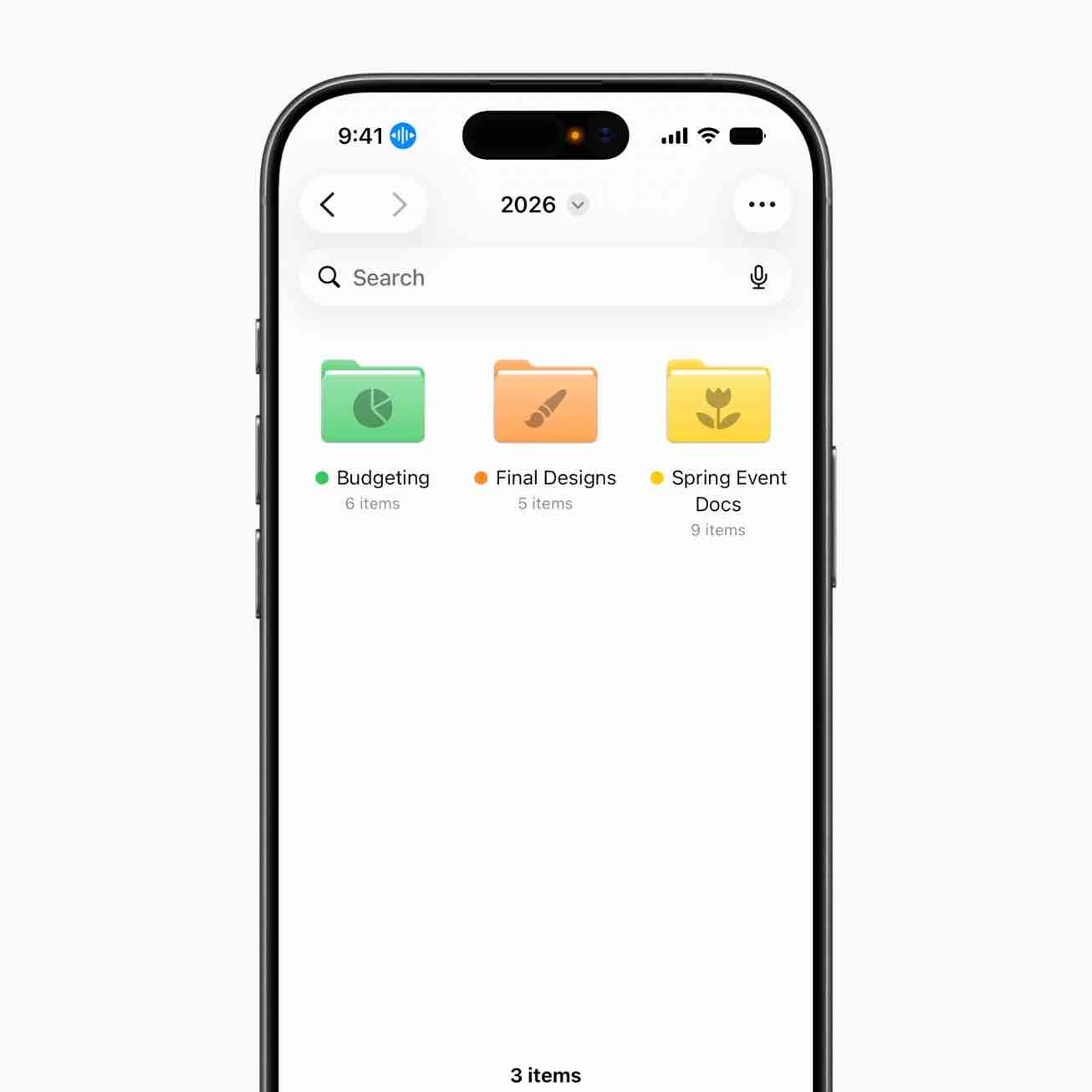 Apple Voice Control example with folders on iPhone