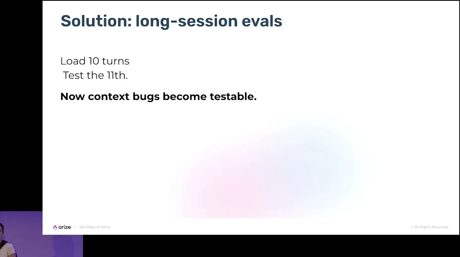 Long-session evals slide from AI Engineer talk