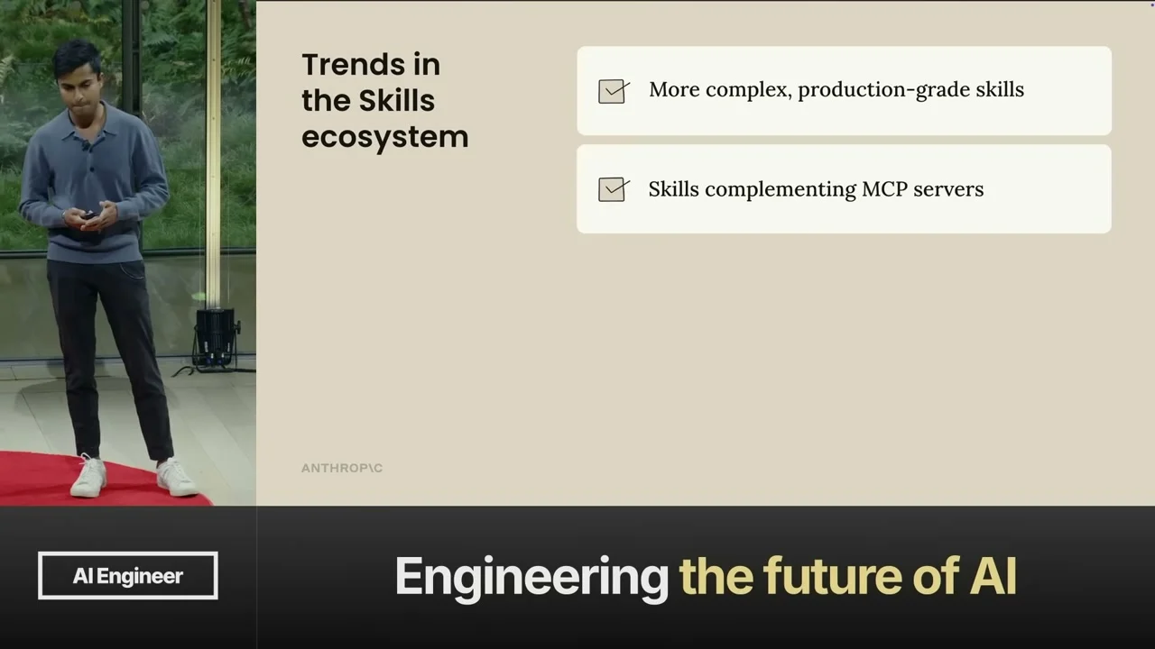 Slide saying skills complement MCP servers in the skills ecosystem