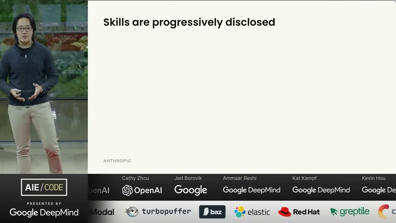 Slide explaining that skills are progressively disclosed
