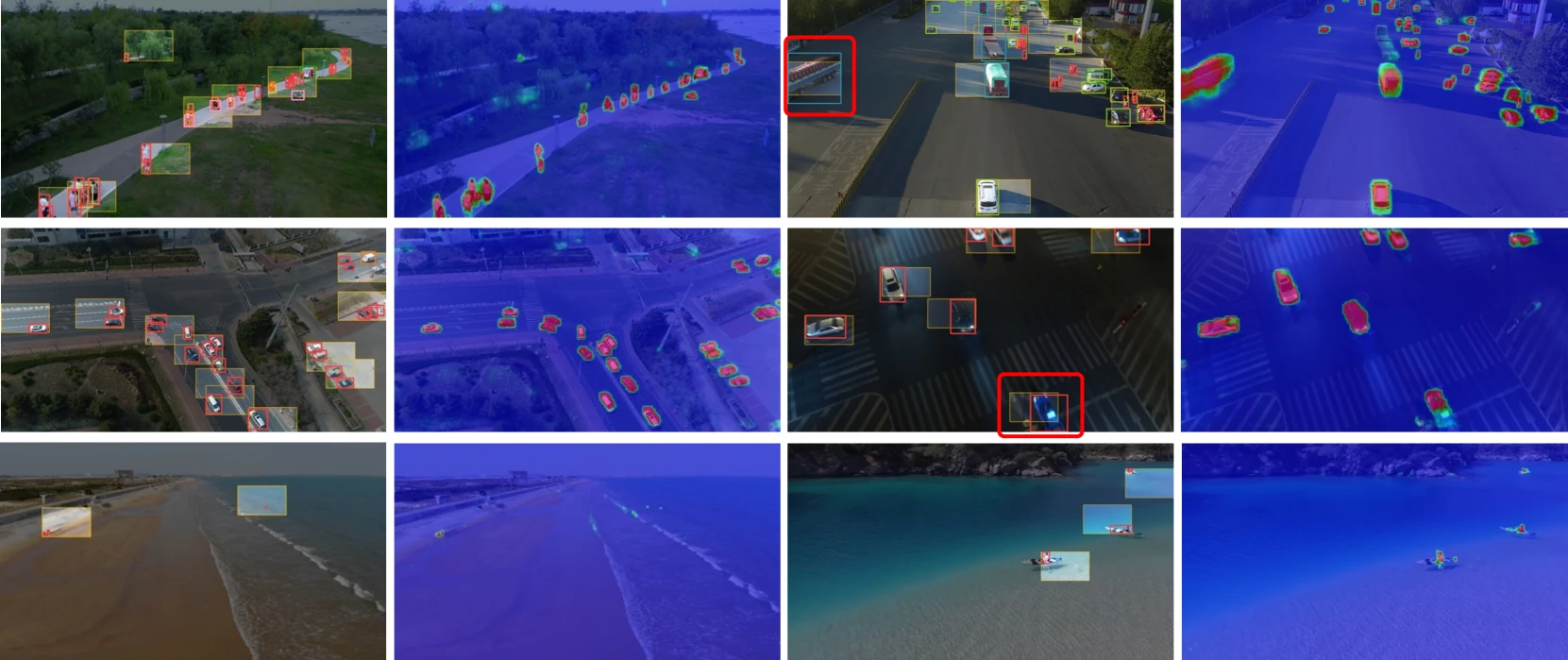 ESOD detection visualizations with sliced patches objectness masks and small object predictions