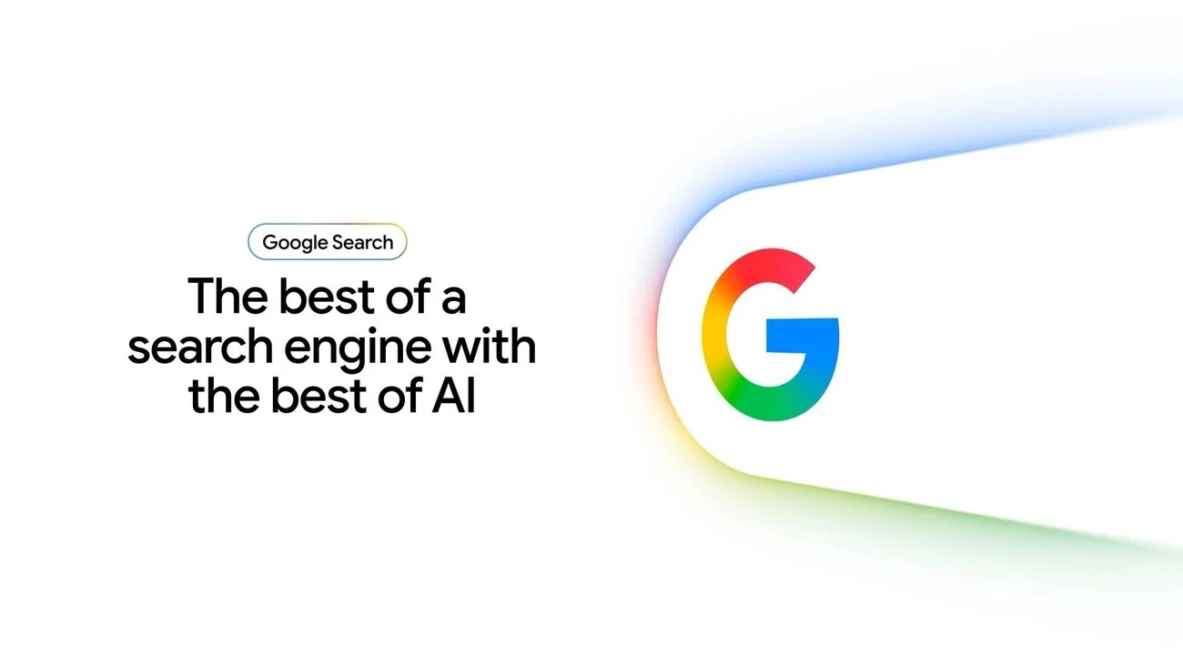 Google Search AI official image saying the best of a search engine with the best of AI