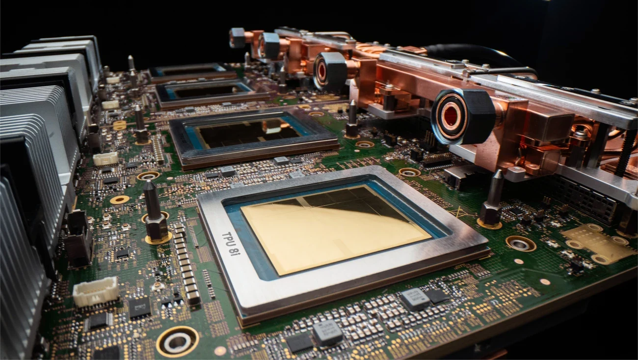 Google TPU 8 hardware image from official blog post about two chips for the agentic era
