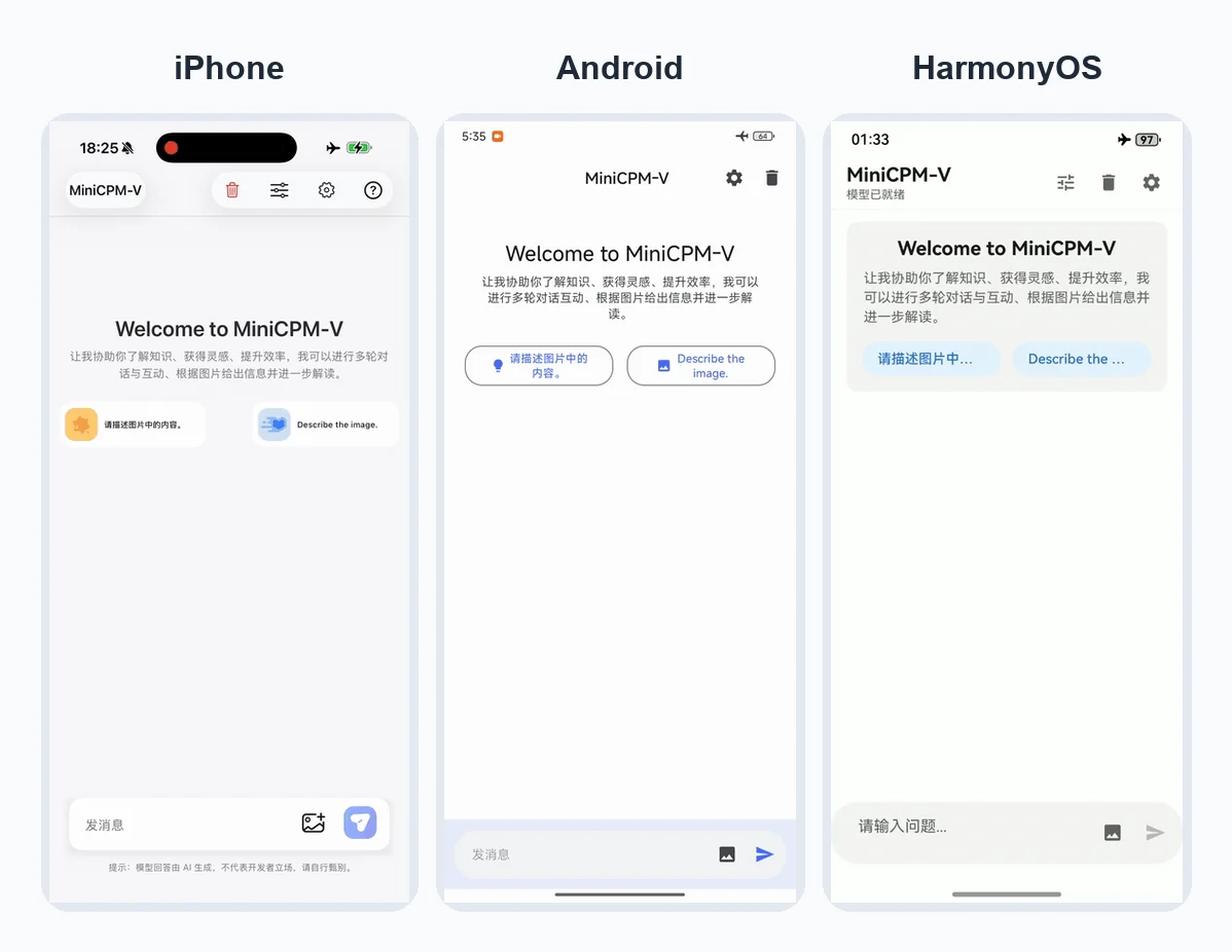 MiniCPM-V 4.6 mobile demo snapshots