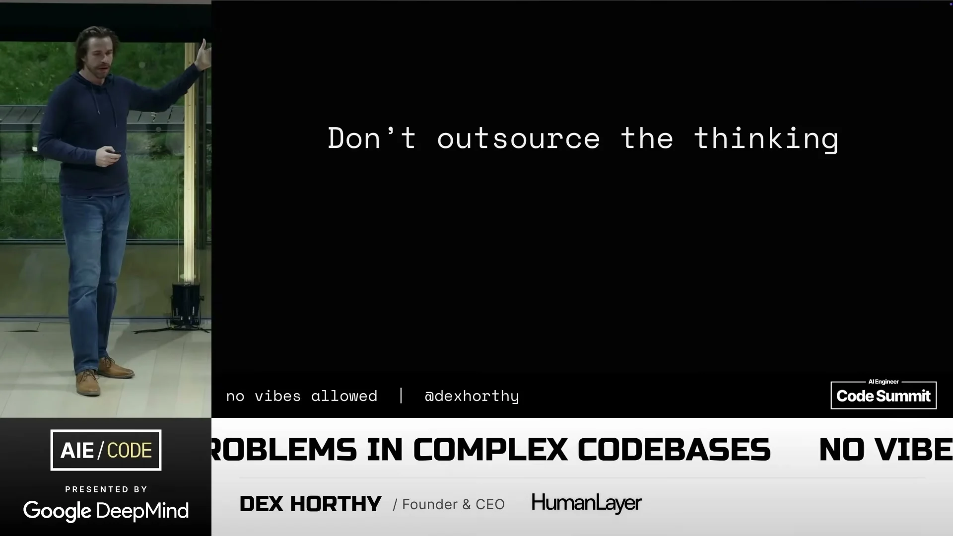 Slide saying don't outsource the thinking