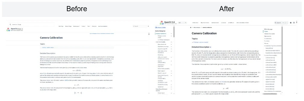 OpenCV 5 documentation rebuilt with Sphinx and Doxygen