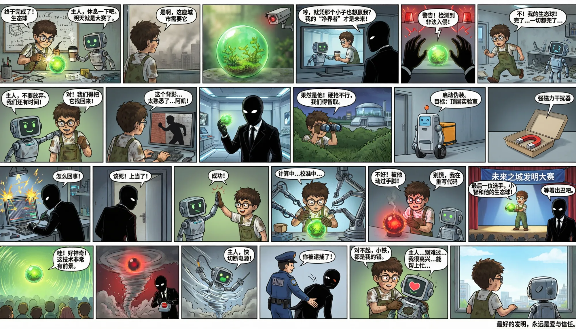 Qwen-Image-2.0 generated multi-panel comic example