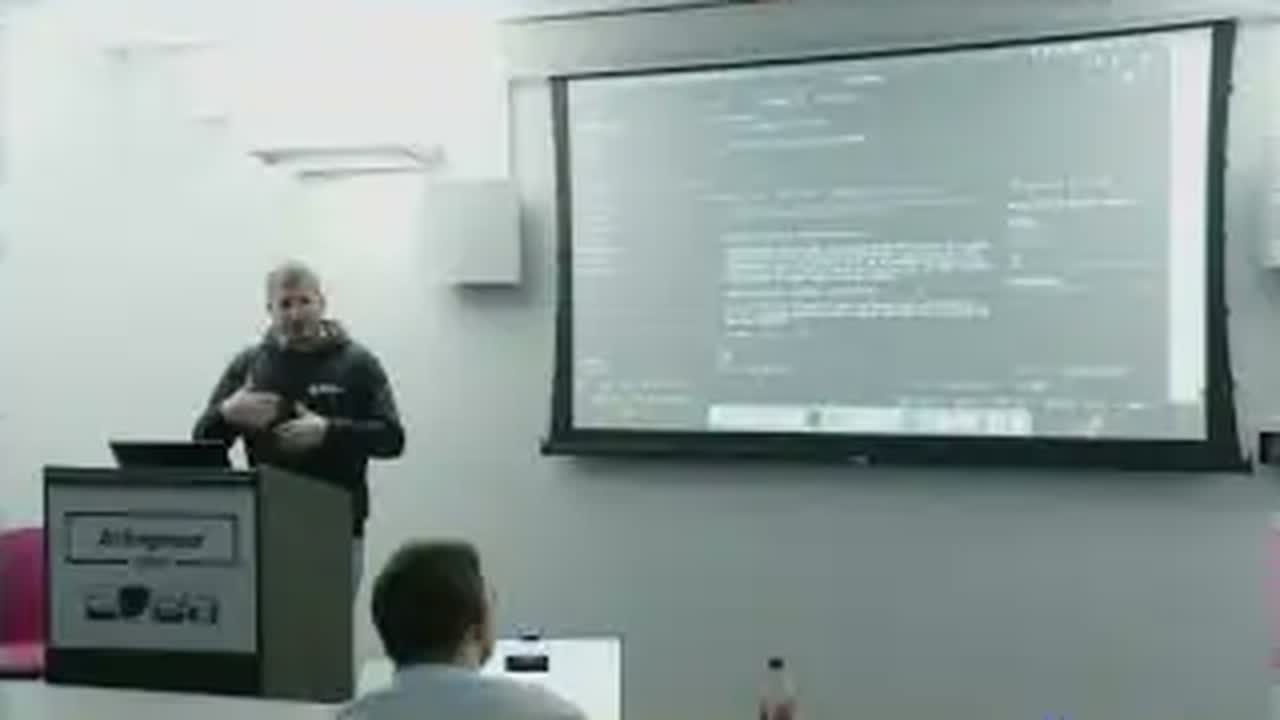 Live coding frame around 45:42 showing Effect-focused implementation work