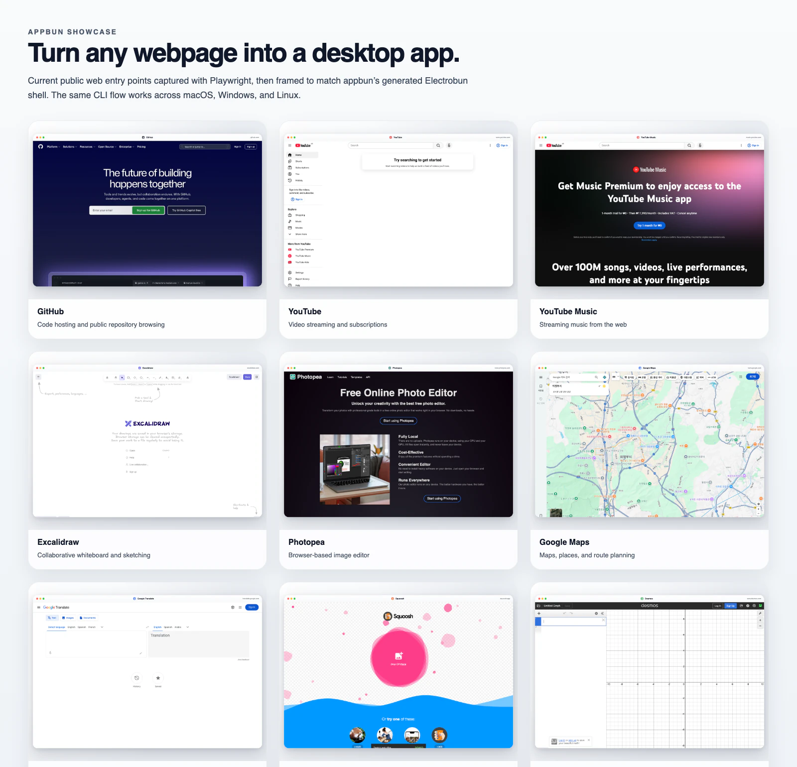 appbun showcase grid