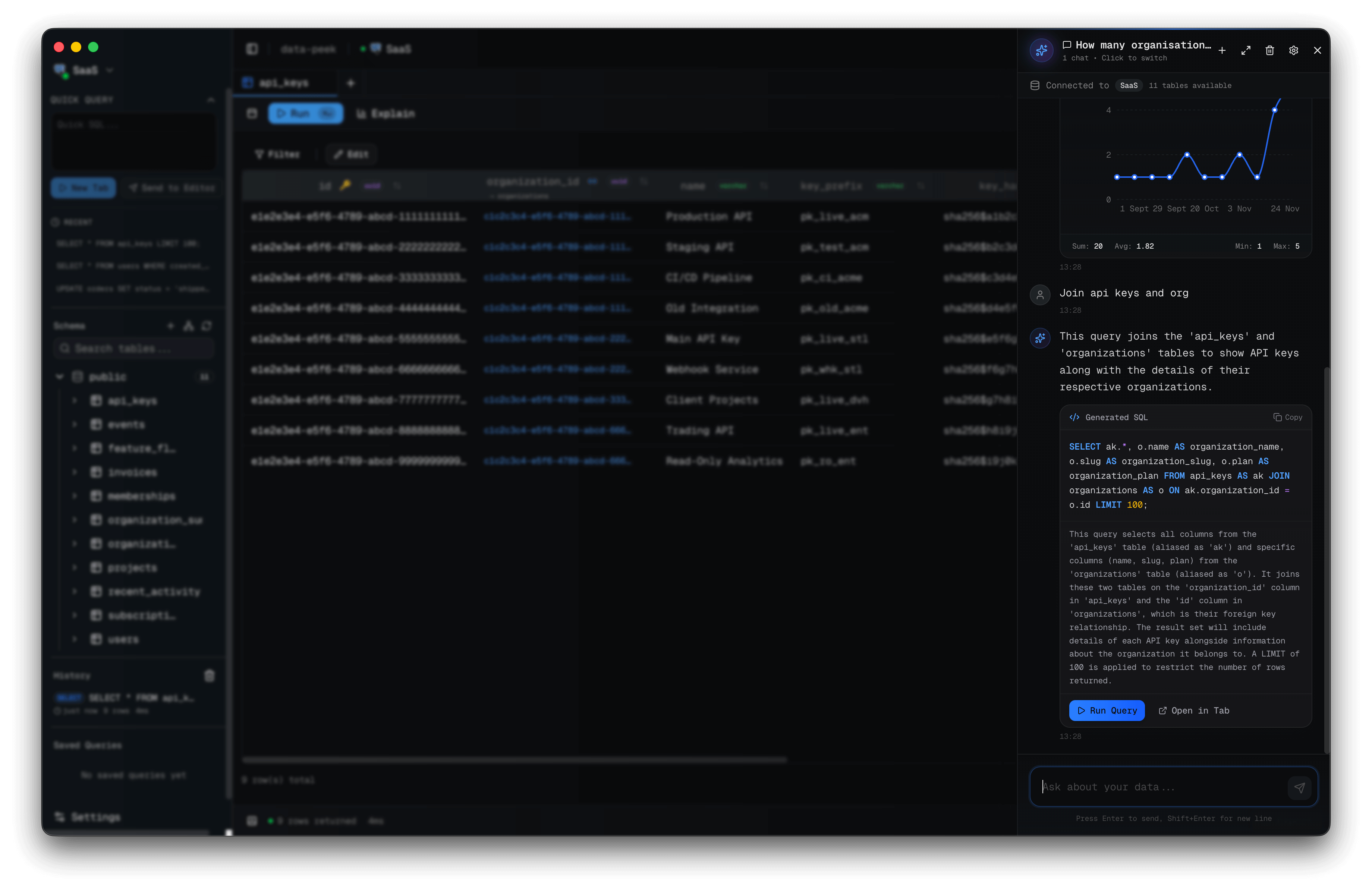 Data Peek AI Assistant