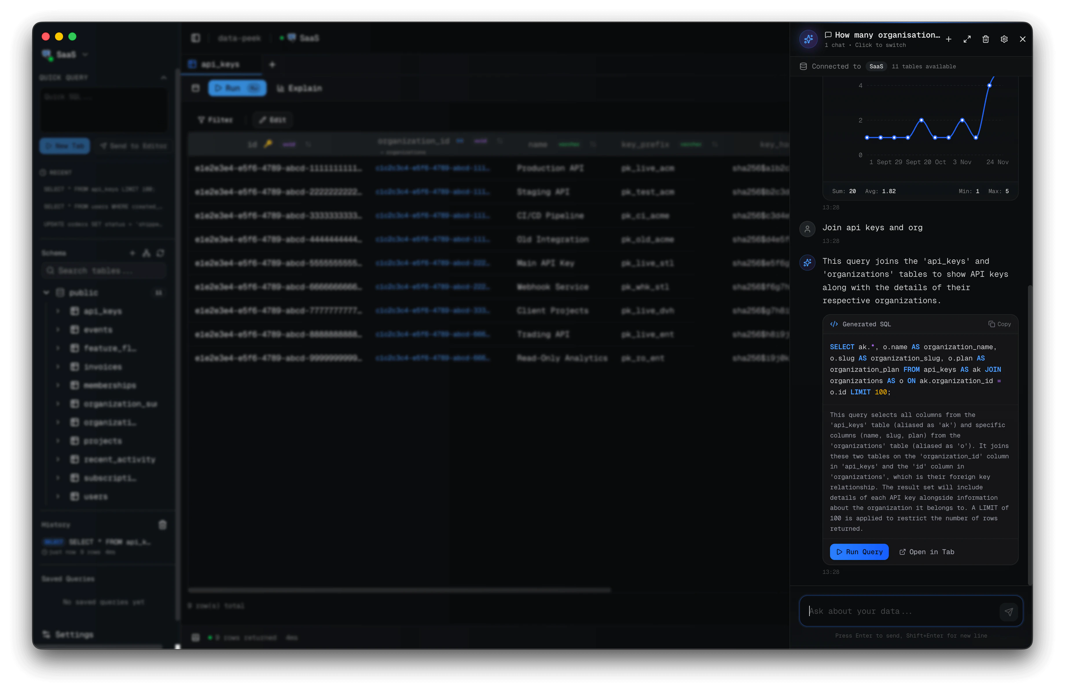 Data Peek AI Assistant
