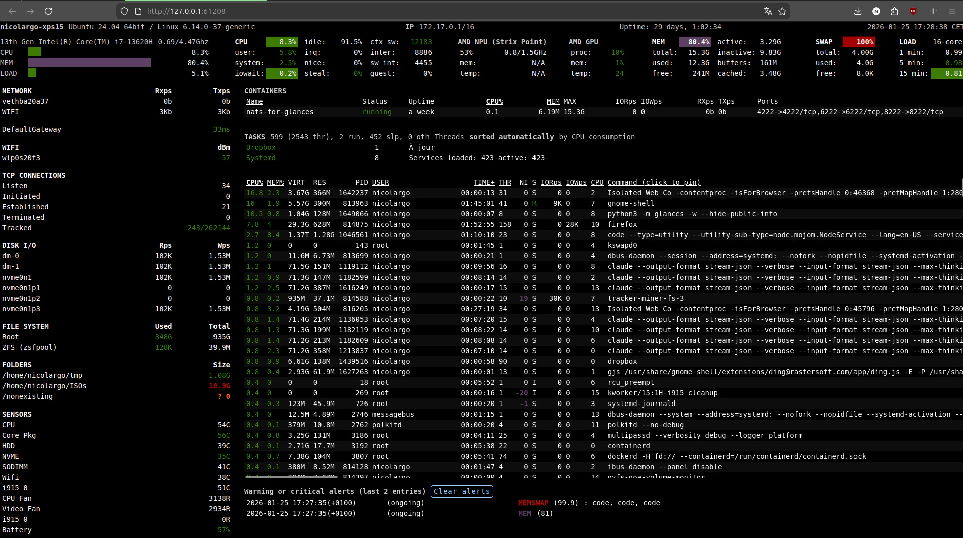 Glances Web UI