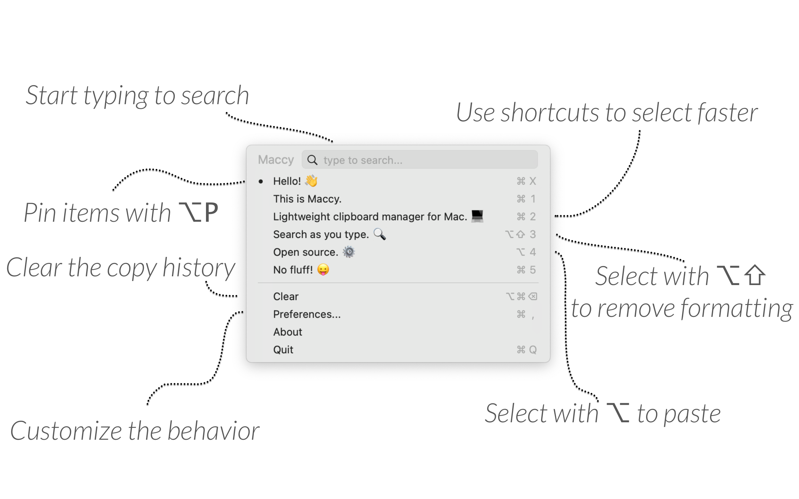 Maccy keyboard instructions