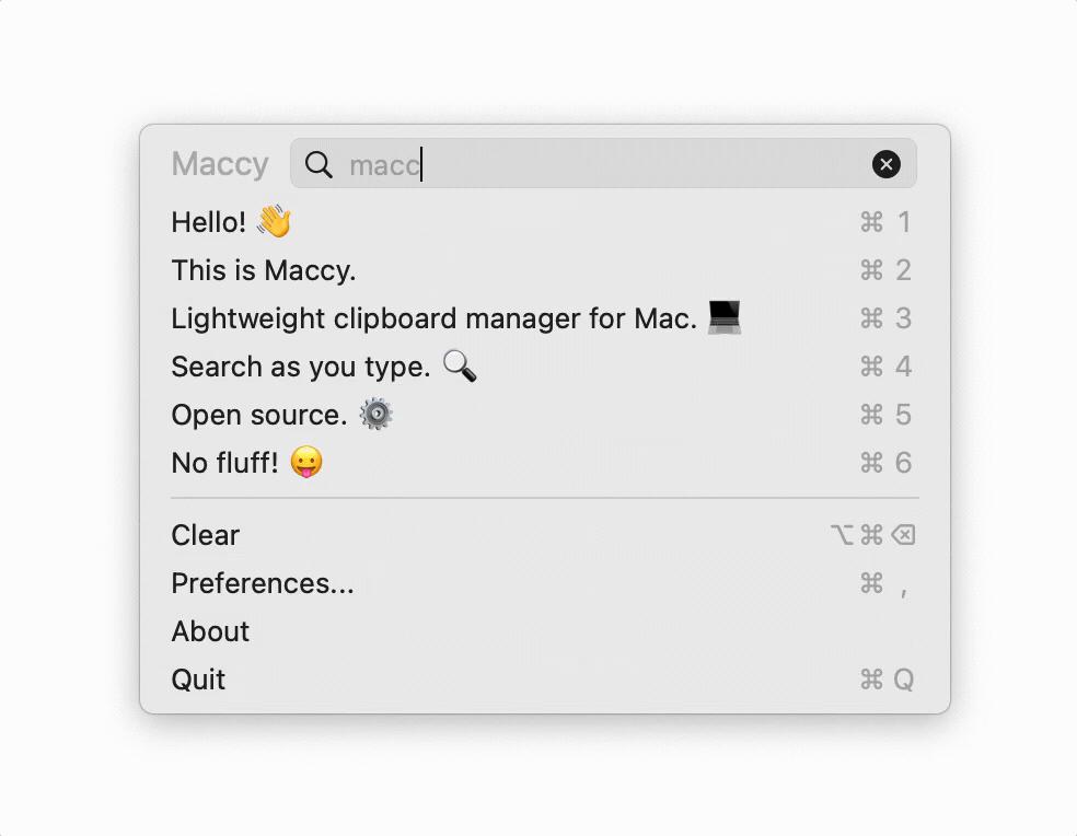 Maccy search demo