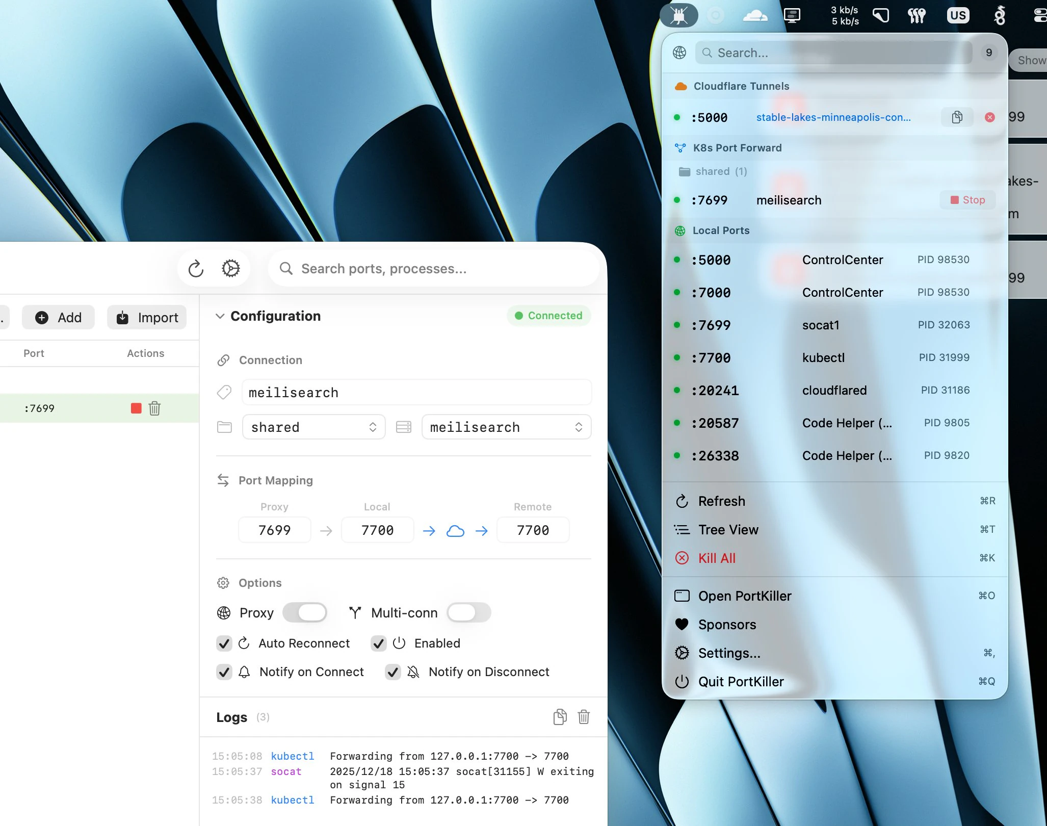 PortKiller macOS UI