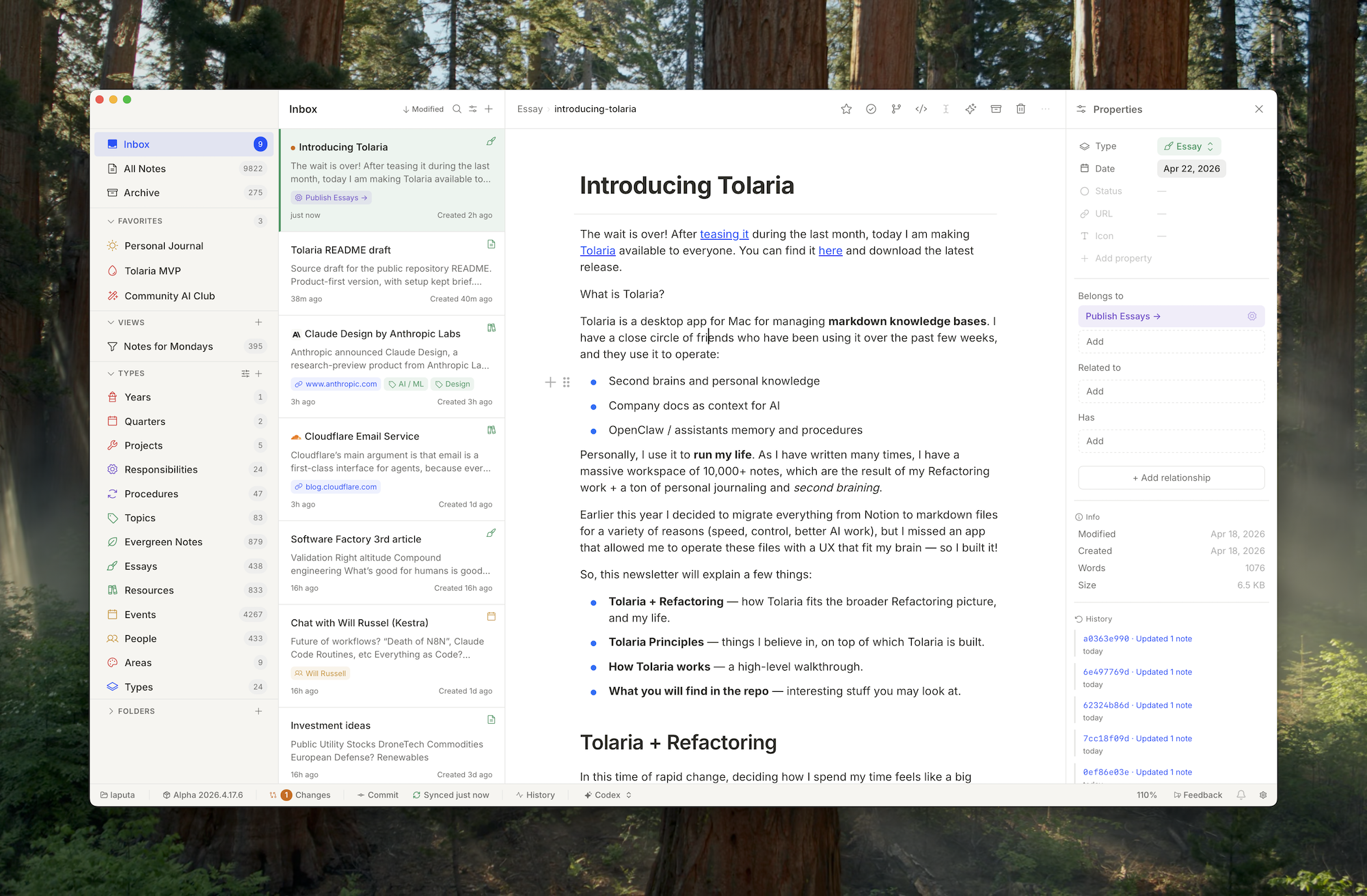 Tolaria desktop interface