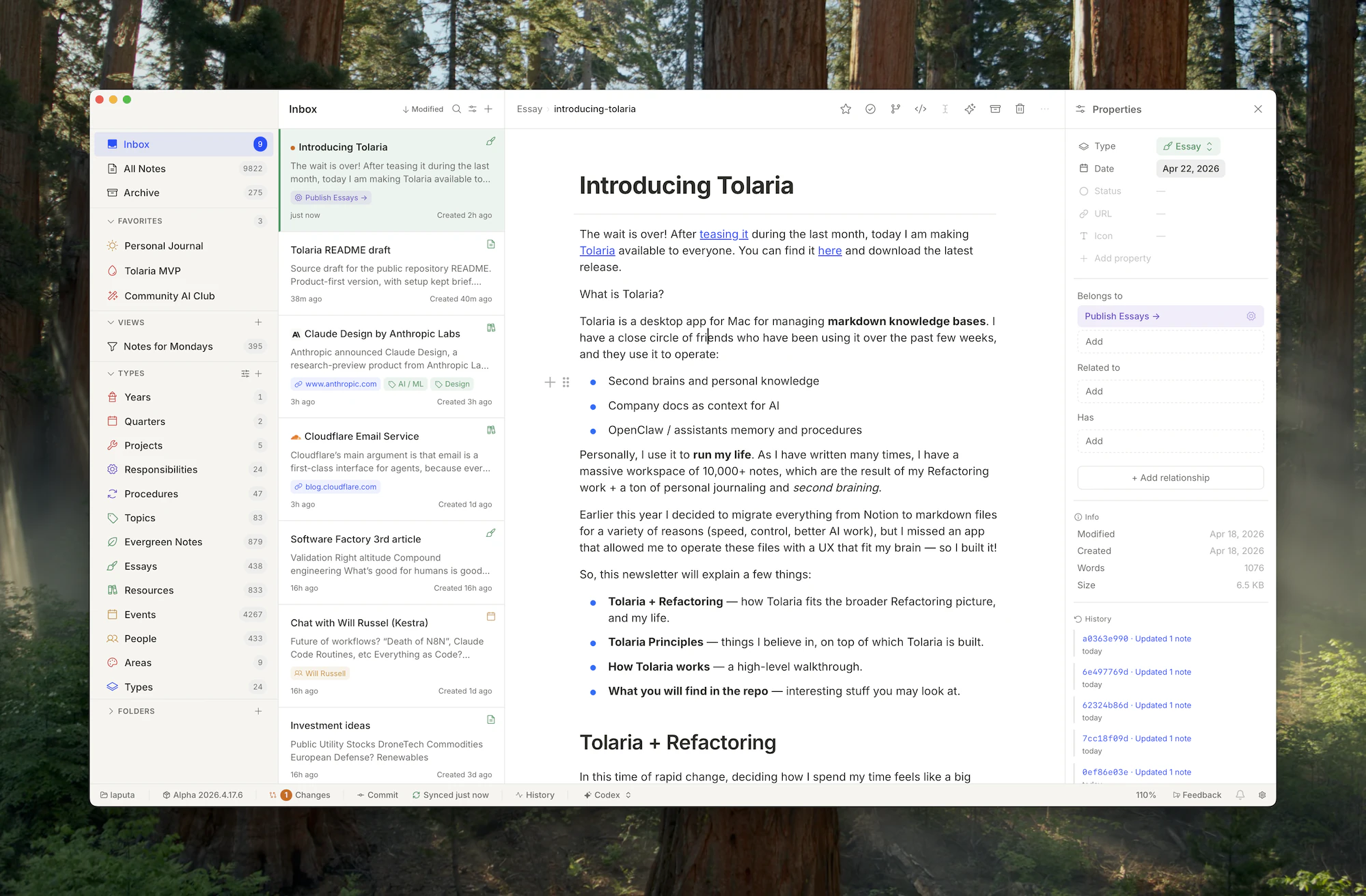 Tolaria desktop interface
